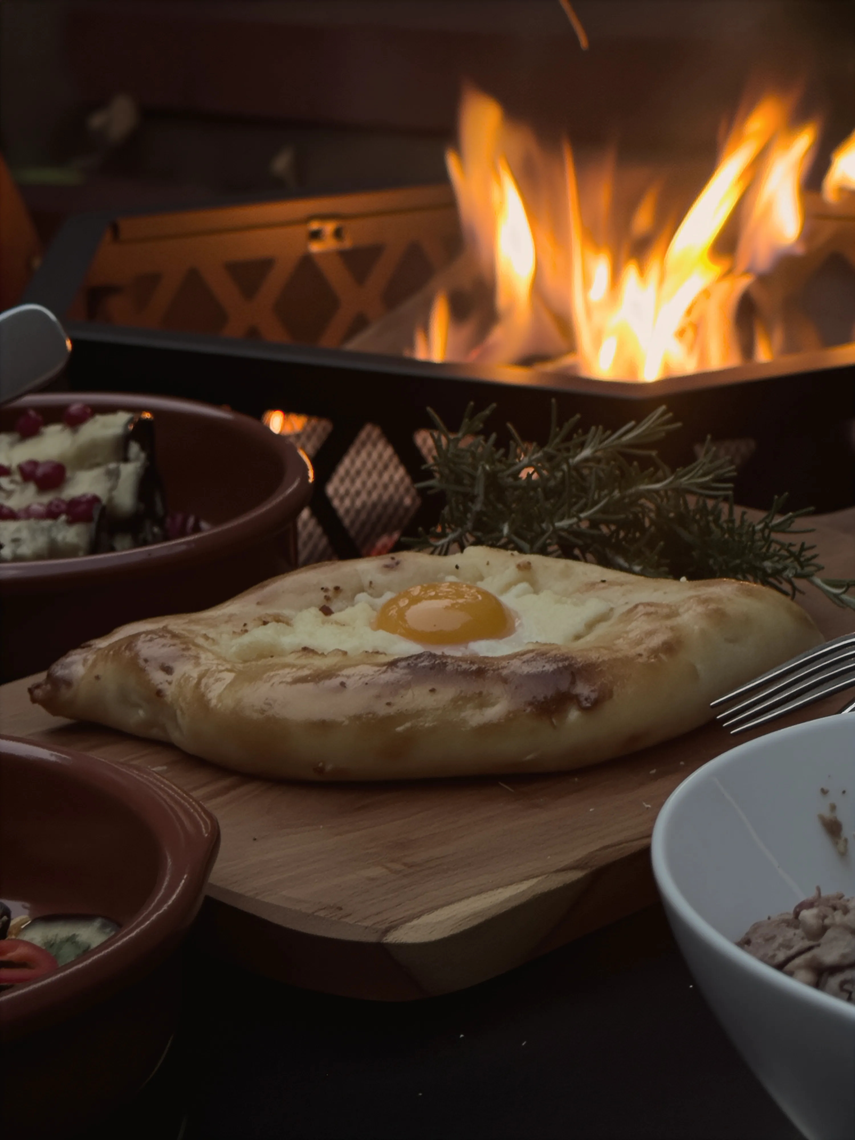 Khachapuri ready to eat in London with lots of cheese